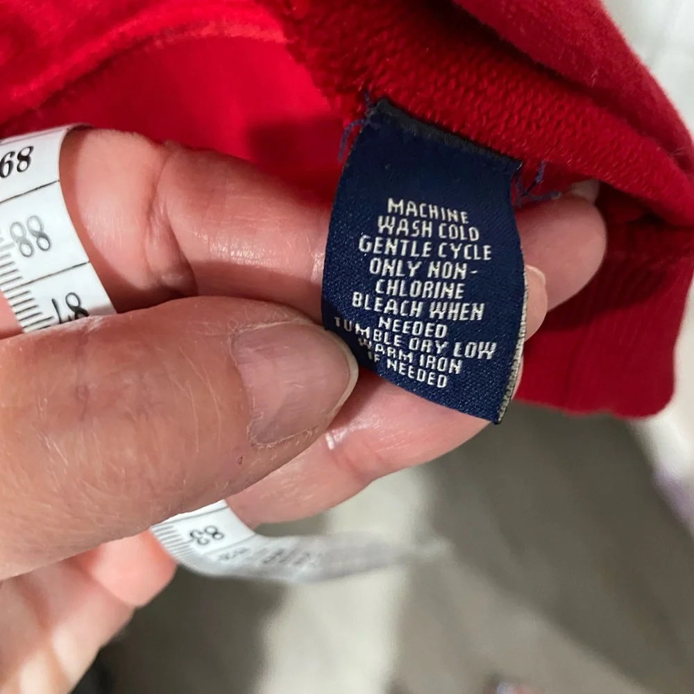 Chaps long cardigan, with unique closure feature, red, size S. Good condition. - Picture 6 of 8